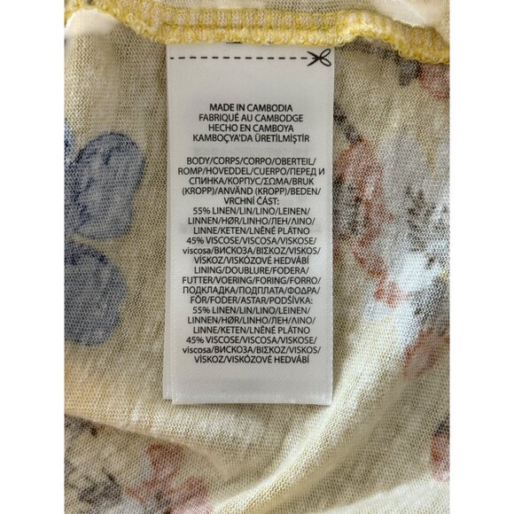 Lauren Ralph Lauren Womens Top Floral Ruffle Sleeve Linen Blend Yellow Size XL - Picture 7 of 8